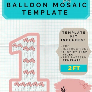 Number 1 Balloon Mosaic Template, Digital Download, 2 ft, Number One Mosaic from Balloons, All Numbers