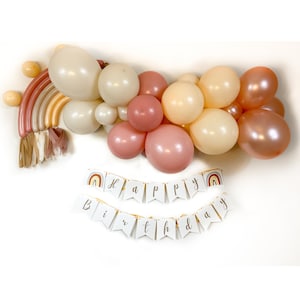 Boho Balloon Garland DIY Kit | Mauve, Rose Gold, Taupe & Peach Balloon Garland Kit | Birthday Party Decorations | Baby Shower Backdrop Decor