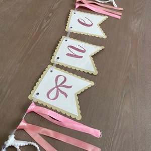 Pink Bow High Chair Banner, 1st Birthday Banner for High Chair, Ribbon ...