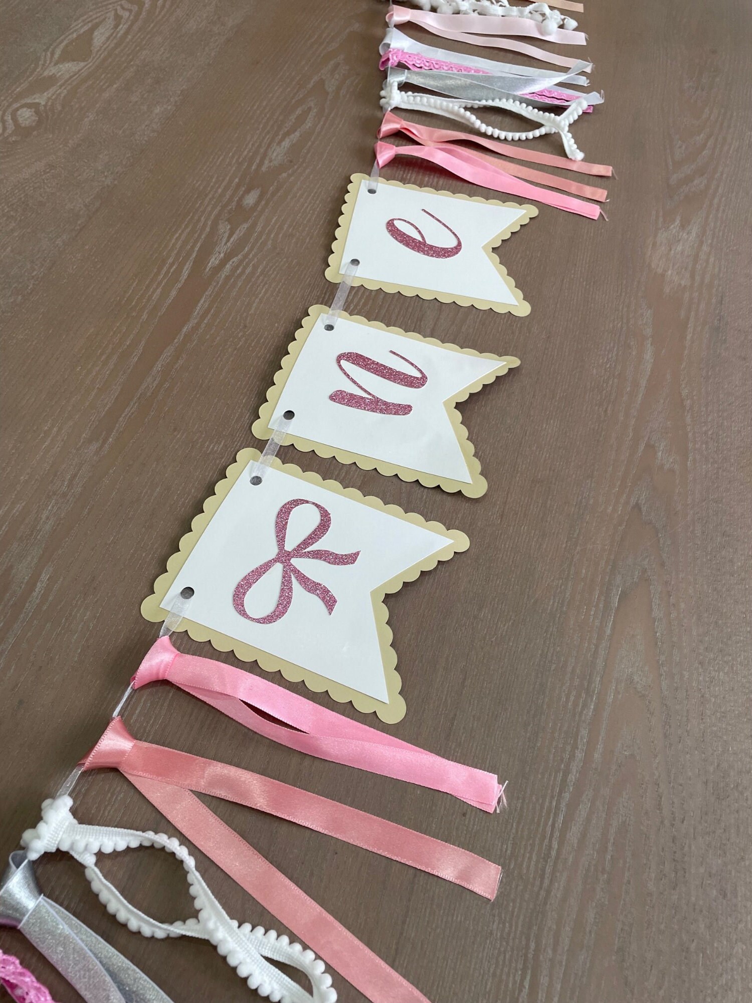 Pink Bow High Chair Banner, 1st Birthday Banner for High Chair, Ribbon ...