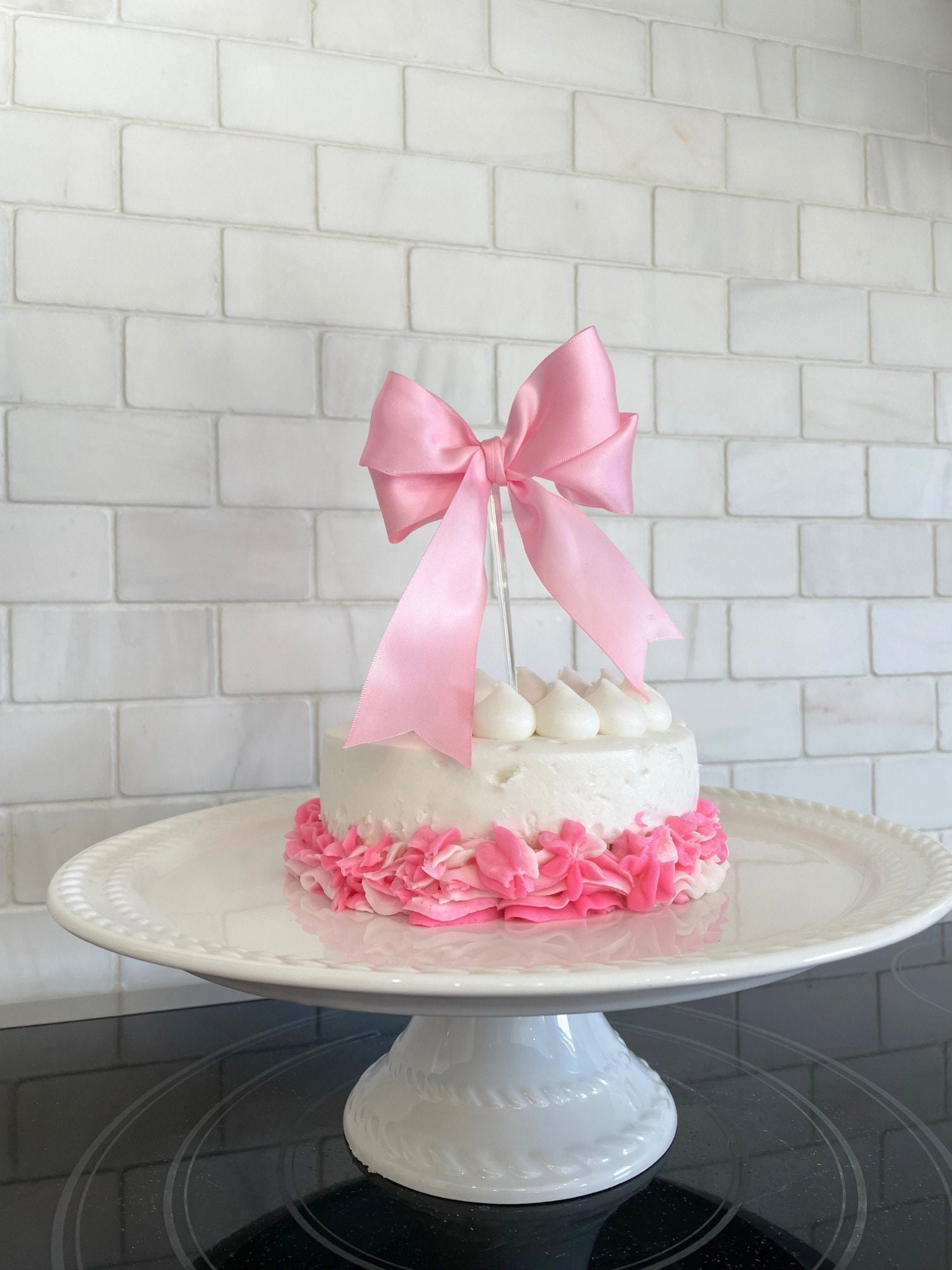 Lot de 24 décorations de gâteaux en forme de nœud papillon rose - Accessoires photo pour mariages, anniversaires - Décorations de fête à thème rose