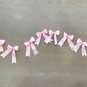 Pink Ribbon Bow Party Decor, Bow Bridal Shower Decorations, Coquette Themed Party Supplies, She's Tying the Knot Party, Pink Bow Garland