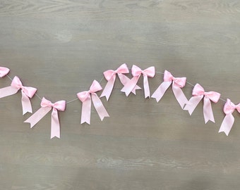 Pink Ribbon Bow Party Decor, Bow Bridal Shower Decorations, Coquette Themed Party Supplies, She's Tying the Knot Party, Pink Bow Garland