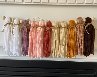 Boho Rainbow High Chair Kwastje Verjaardag slinger, Over de wieg Decor, Pastel Blush Garen Kwastje Slinger, Regenboog Boho Gedempt Verjaardagsfeestje