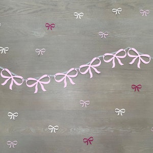 Bow Party Decor, Ribbon Bridal Shower Decor, Coquette Themed Party Supplies, She&#39;s Tying the Knot, Pink Girl Bow 1st Birthday Cake Smash