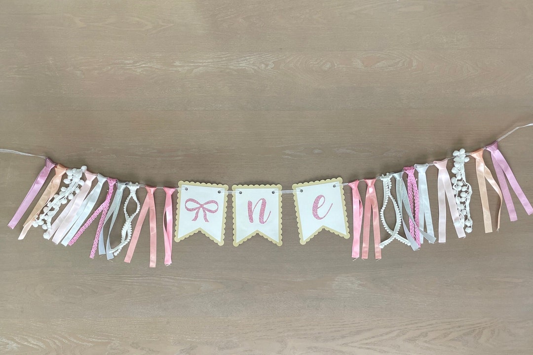 Pink Bow High Chair Banner, 1st Birthday Banner for High Chair, Ribbon ...