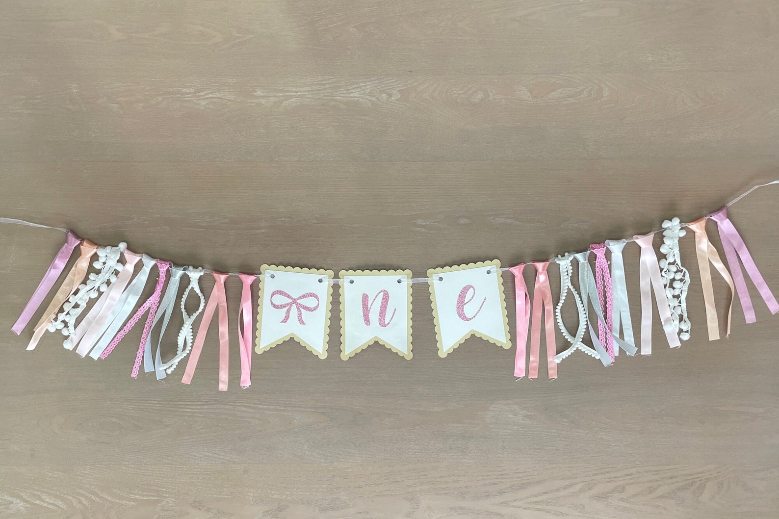 Pink Bow High Chair Banner, 1st Birthday Banner for High Chair, Ribbon ...
