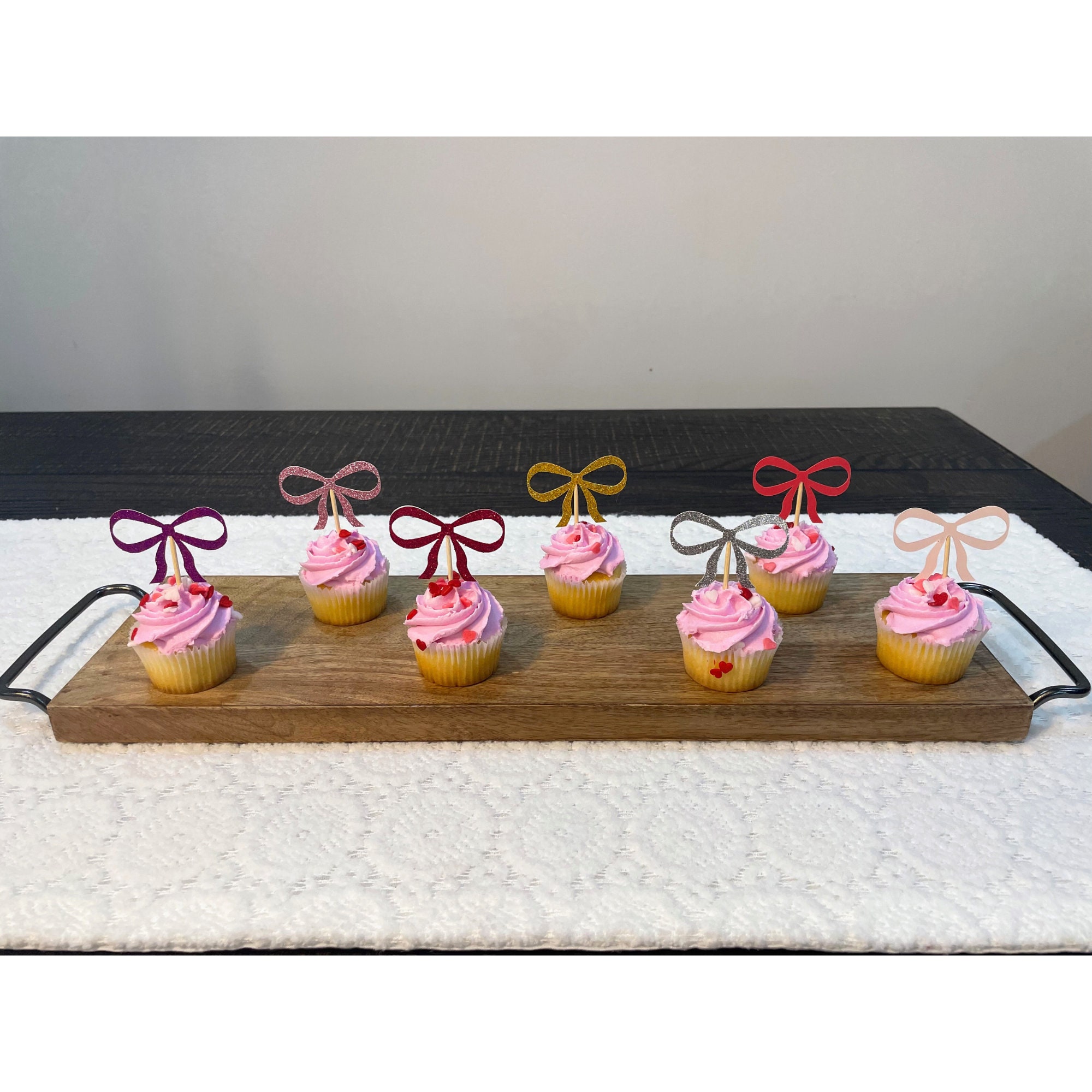 JeVenis topper per torta con fiocco in seta rosa decorazioni per