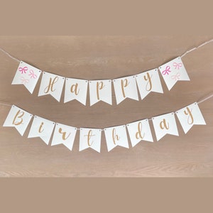 Pink Bow Happy Birthday Banner, Bow Party Decor, Ribbon Birthday Decorations, Coquette Themed Party Supplies, Bow Theme Party Decor, Ribbon