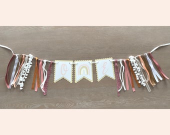 Rainbow High Chair Banner, 1st Birthday Banner For High Chair, Rainbow Birthday Decorations, Girls Birthday High Chair Banner ONE