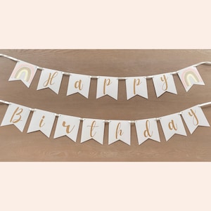 Personalized Happy Birthday Banner, Boho Rainbow Birthday Banner, Happy Birthday Sign, 1st Birthday Party Decor, Custom Name Banner