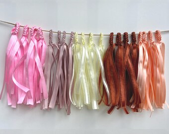 Boho Rainbow High Chair Tassel Verjaardag Garland, Over de Wieg Decor, Pastel Lint Kwastje Garland, Rainbow Boho Gedempte Verjaardagsfeest