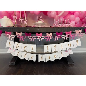She&#39;s Tying the Knot Theme Party Banner, Pink Ribbon Bow Party Decor, Bridal Shower Decor, Coquette Themed Party Supplies
