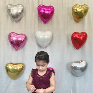 Foil Hearts Balloon Wall, Bouquet | Valentine&#39;s Day Balloon Backdrop | DIY Balloon Kit | Valentines Day Decor | Pink Red Heart Balloons