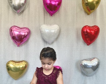 Foil Hearts Balloon Wall, Bouquet | Valentine's Day Balloon Backdrop | DIY Balloon Kit | Valentines Day Decor | Pink Red Heart Balloons
