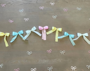 Decoración de fiesta con lazo de cinta de Pascua, decoración de baby shower, artículos para fiestas temáticas de coqueta, decoración de fiesta en color pastel, telón de fondo para pastel de 1er cumpleaños