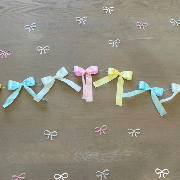 Easter Ribbon Bow Party Decor, Baby Shower Decor, Coquette Themed Party Supplies, Pastel Color Party Decor, 1st Birthday Cake Smash Backdrop