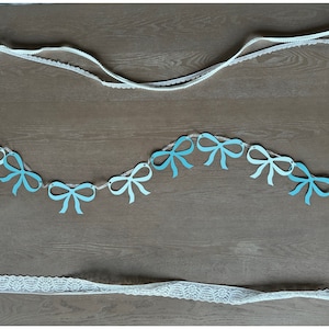 Blue Paper Bow Banner, She&#39;s Tying the Knot Party Banner, Something Blue Theme Bridal Shower, Coquette Bow Bridal Shower