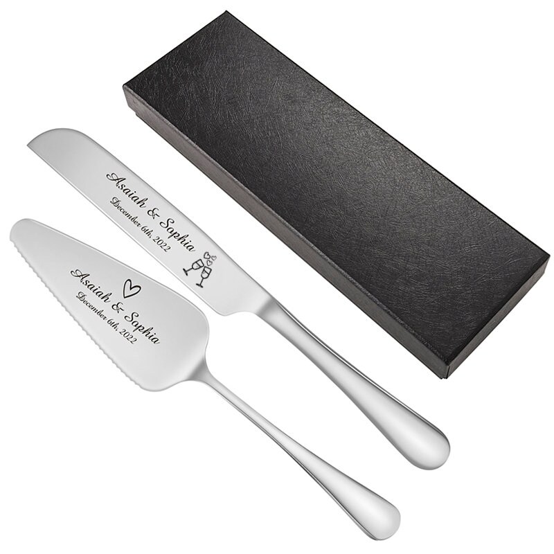 Gold lattice botanical collection stainless cake knife set - Nice Price  Favors