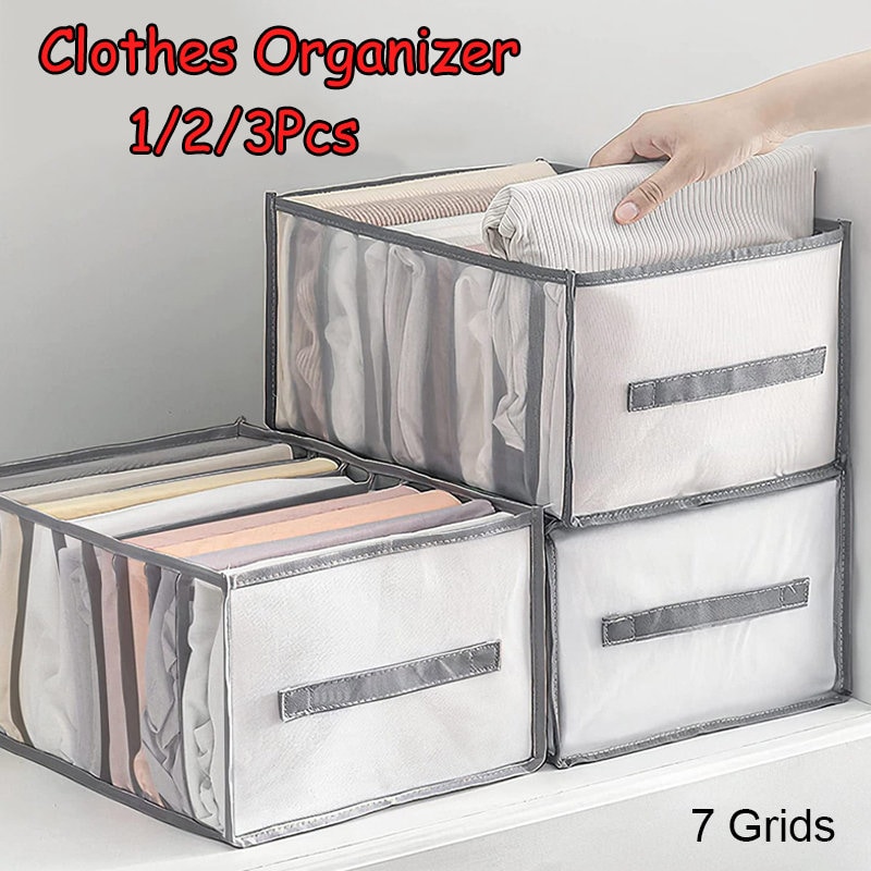 3Pcs Fabric Foldable Storage Bags Clothing Organizers Wardrobe