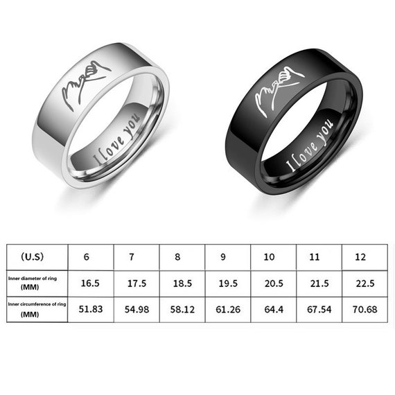 1pc Romantic Promise I Love You Print Stainless Steel Couple Rings