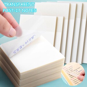 48 Sheets/Set Transparent Sticky Notepad Sticky Stickers, Sticky Notes Note Paper For Student School/Office Stationery
