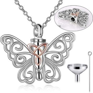 Butterfly Urn Necklace For Ashes Celtic Knot Butterfly Pendant Cremation Keepsake Necklace For Women Jewelry