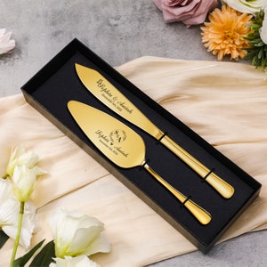 Cake Cutting Set for Wedding, Personalized Wedding Cake Knife and Server Set, Engraved Classic Cake Knives Cutter Set for Wedding