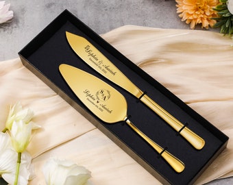 Cake Cutting Set for Wedding, Personalized Wedding Cake Knife and Server Set, Engraved Classic Cake Knives Cutter Set for Wedding