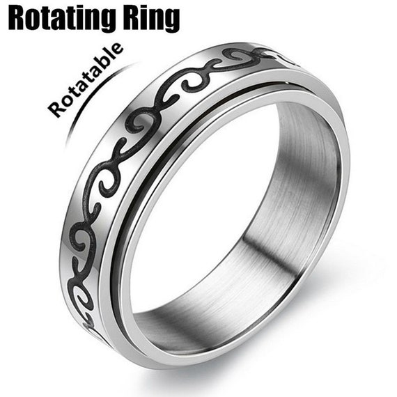 Anti-anxiety Spinner Fidget Rotating Ring Titanium Steel Rings Jewelry Gifts