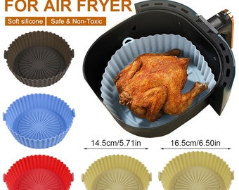 Revêtement de friteuse à air chaud de 14,5 cm/16,5 cm Pot réutilisable de friteuse à air chaud en silicone, nettoyage facile, remplacement du revêtement en silicone rond pour les revêtements en papier sulfurisé