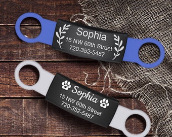 Aangepaste siliconen dia op hond ID-tag, stille hond tag, gepersonaliseerde hond tag, halsband tag, gegraveerde hond ID tag, huisdier tag