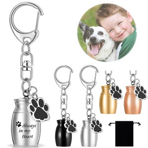 Personalized Mini Pet Urns Keychain, Small Urn for the Ashes of Human Pet, Stainless Steel Memorial Gift Custom Ashes Keepsake Angel Gift