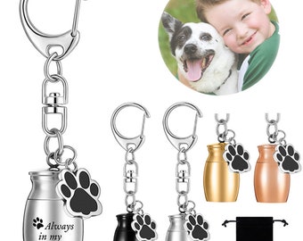 Personalized Mini Pet Urns Keychain, Small Urn for the Ashes of Human Pet, Stainless Steel Memorial Gift Custom Ashes Keepsake Angel Gift