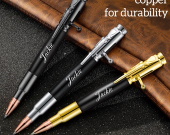 Personalized Bolt Action Pen Gift Set, Engraved Metal Ballpoint Pen with 2 Refills,Personalized Clip for Dad Colleague Boyfriend Graduation