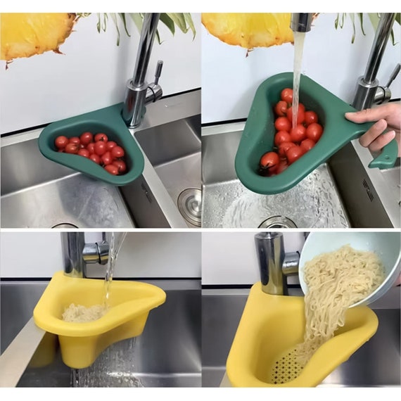 1pc Sink Drain Basket With Fruits & Vegetables Drying Mat