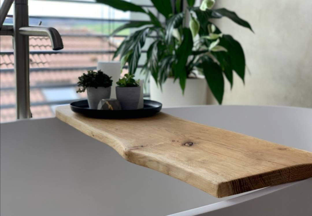 Étagère de Baignoire Oak Real Wood Planche en Bois Étagère Chêne Rustique, Bois