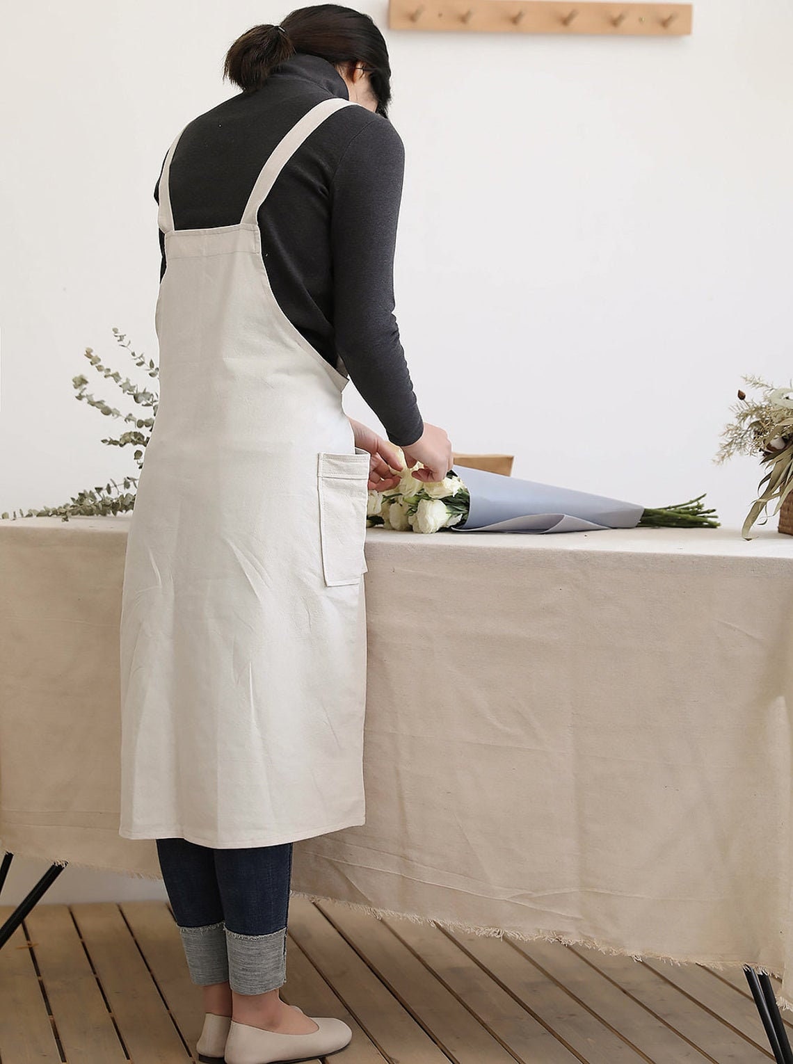 Japanese Linen Full Dress Apron housework cotton apron with Etsy