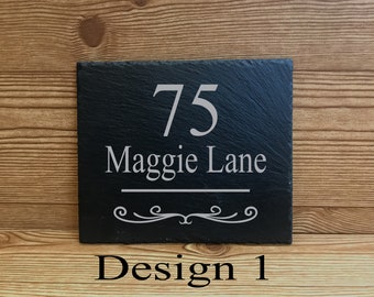 Rustic Natural Slate House Gate Sign Plaque Door Number Personalised Printed