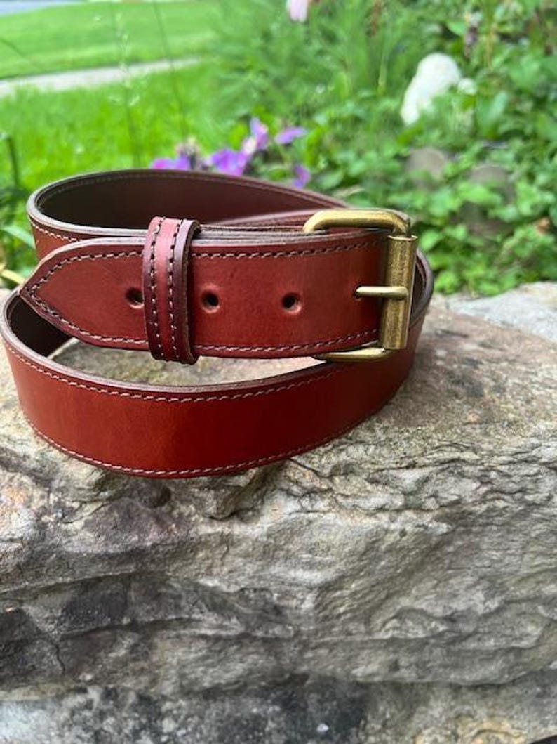 Handcrafted Leather Belt Premium Quality Construction Personalized Brass Nameplate Custom Engraving Detail Durable Design Fullgrain Material Groomsmen Gift Set Husband Birthday Present Masculine Accessory Daily Wear Option Formal Style