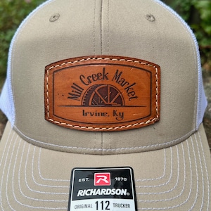Custom Patch Shape Customized Richardson 112, Yupoong Laser Engraved Leather Patch Hat-company Sewn Patch Real Leather