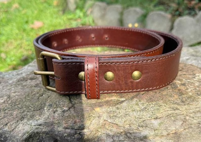 Custom Engraved Belt Personalized Nameplate Design Premium Leather Construction Handmade Quality Craftsmanship Brass Hardware Detail Wedding Party Gift Birthday Present Idea Masculine Accessory Formal Wear Option Casual Style Versatility