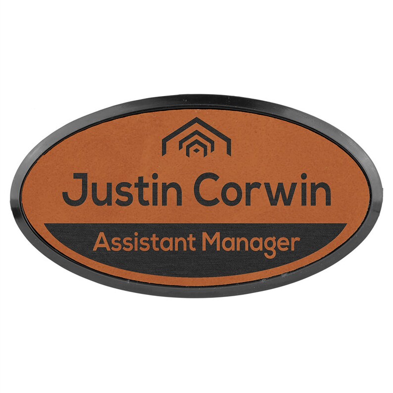 Employee Name Badges Leather Name 3 X 1 12 Name s For Work Engraved Name Oval Name s Nametag Office Name Keychains Lanyards Accessories Novadigital Net