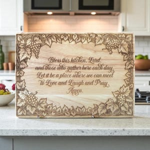 Rustic  Decor Kitchen Prayer Blessing Gift Christian Home Kitchen Decoration Cutting Board Wooden Design Kitchen Art Christian Gift