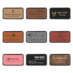 Leather Name Tag Name Tags Magnetic Engraved Name Tag Office Name Tag Name Tags For Work Employee Name Badges Nametag 3 x 1 1/2