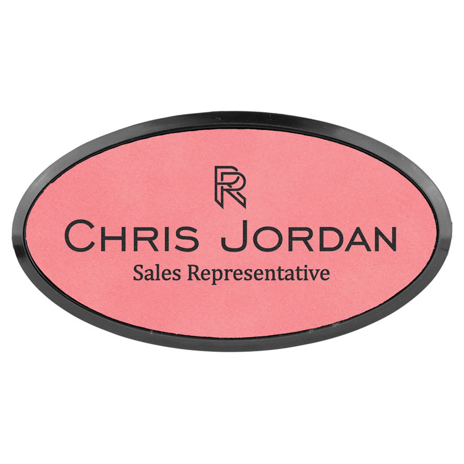 Leather Name Tag Oval Name Tags Engraved Name Tag Office Etsy