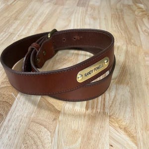 Premium Quality Belt Fullgrain Leather Construction Personalized Brass Nameplate Custom Engraving Option Handmade Leather Accessory Groomsmen Wedding Gift Anniversary Present Masculine Style Classic Design Black Brown Color Options Antique