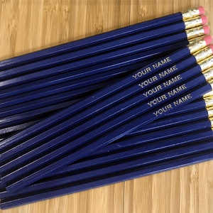 Personalized Pencil Set - Custom Pencils Engraved Pencil Foil Stamped Gift for Teacher Pencil Stocking Stuffer Student Name Pencil