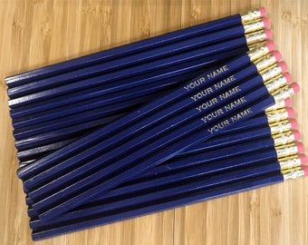 Personalized Pencil Set - Custom Pencils Engraved Pencil Foil Stamped Gift for Teacher Pencil Stocking Stuffer Student Name Pencil