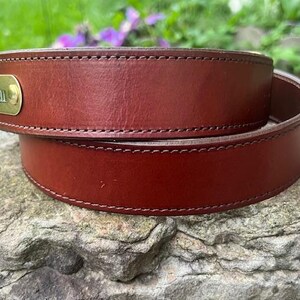 Personalized Leather Belt Brass Nameplate Custom Engraving Groomsmen Gift Husband Birthday Present Idea Fullgrain Premium Quality Handmade Bild 6